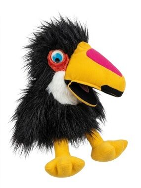 Bird Bums Toucan Hand Puppet Plush Colorful Beak Black Yellow Stuffed Toy 12.5”